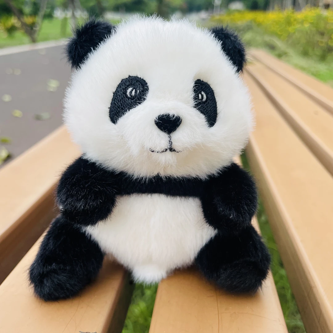 仿水貂毛熊猫花花挂件摆件玩偶基地款礼物文创背包挂件毛绒玩具