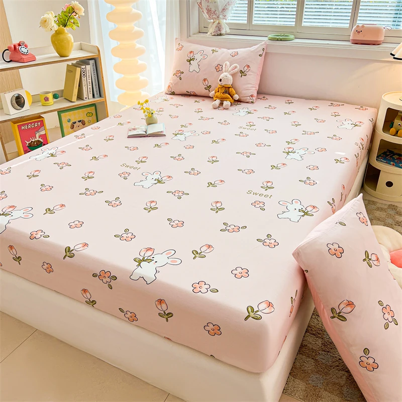 纯棉印花单床笠纯棉全包席梦思床垫保护套卡通全棉防滑固定床罩1