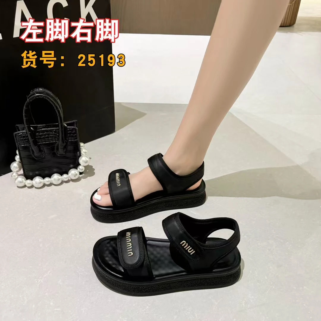 甜美风女士学生百搭魔术贴时尚休闲沙滩鞋 松糕底