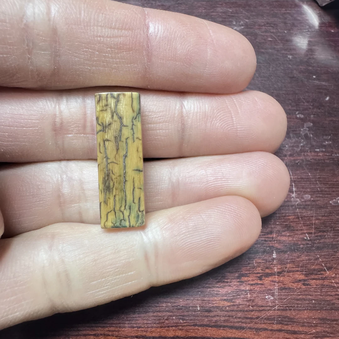 【猛犸兄弟】QT0085天然猛犸牙精品留皮一字三通配饰佩云配件