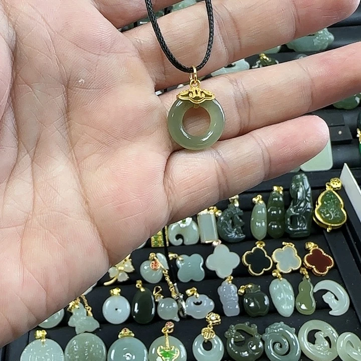 和田玉吊坠(不含链)银S925镶嵌