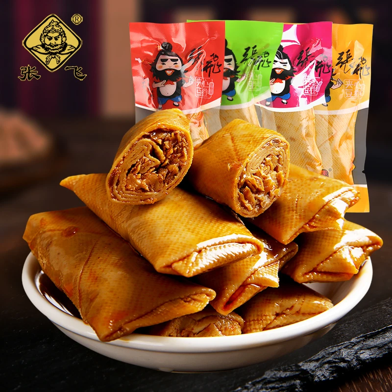 张飞豆干夹心豆卷四川特产香菇豆皮卷小包装五香香辣休闲小零食品