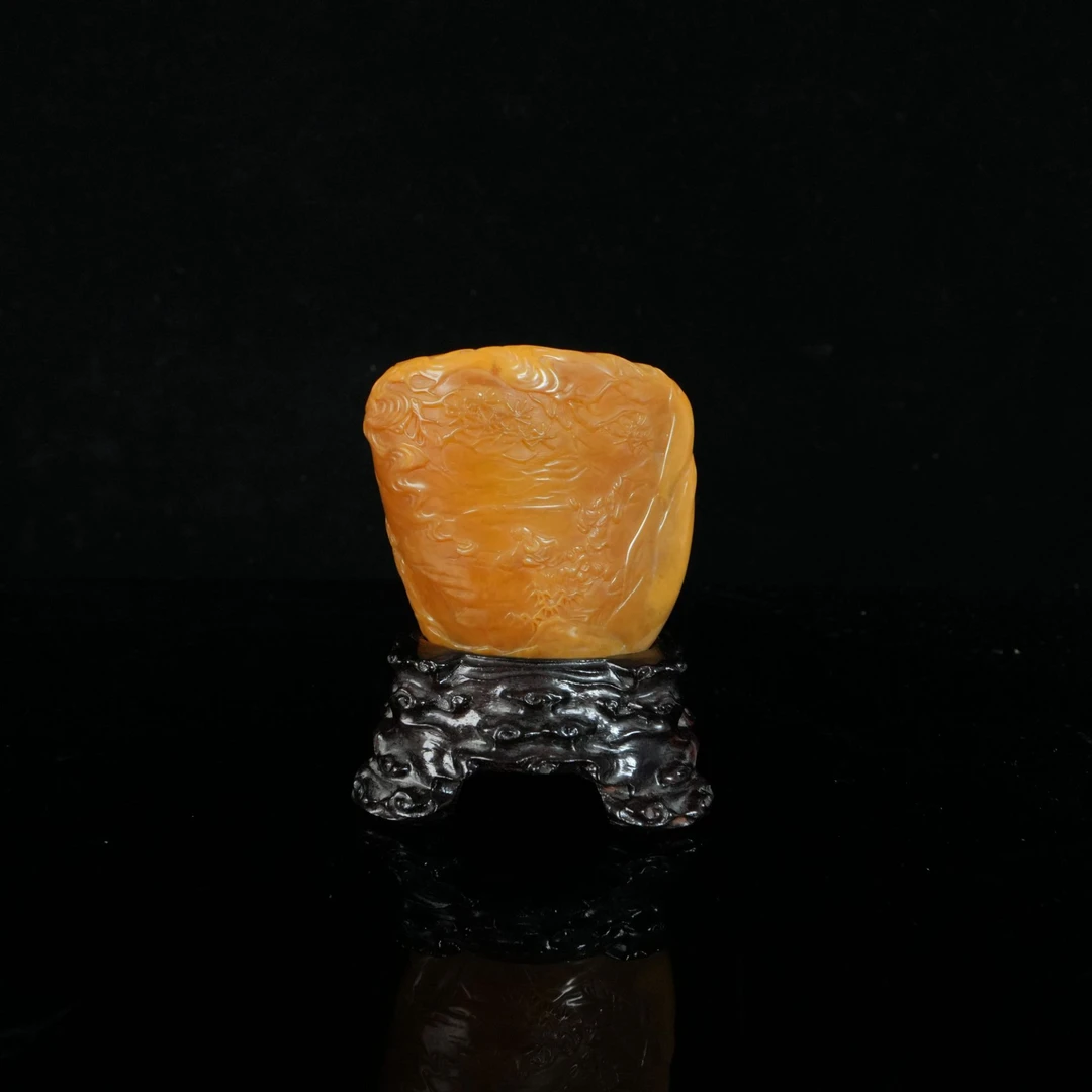B6801寿山田黄石 松下雅聚摆件 57*30*54mm169.9g