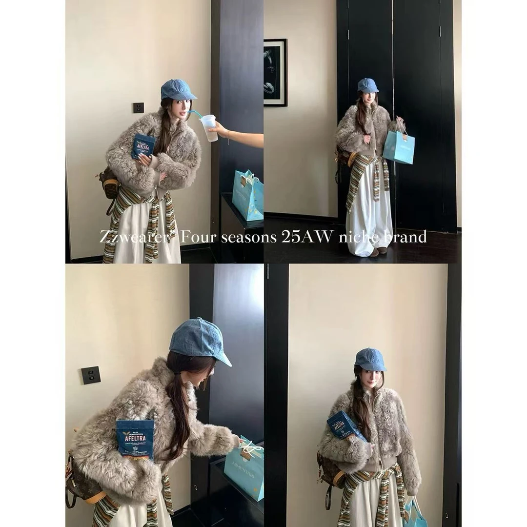 Zzwearer”25/AW“乖甜小千金”立领甜美新款卷卷毛毛外套女新款可爱