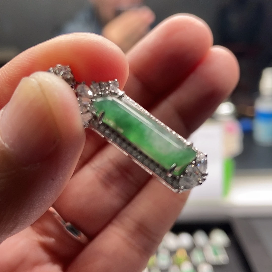 翡翠银S925镶嵌吊坠(不含链)