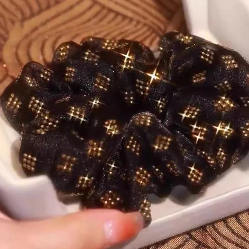 烫钻双层大肠发圈丸子头盘发头绳女2024年高级感妈妈头花头饰