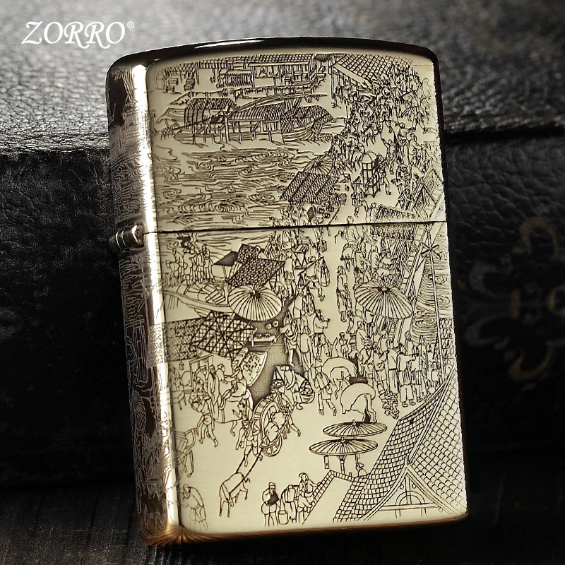 佐罗防风清明上河图创意个性复古男士火机生日送男朋友
