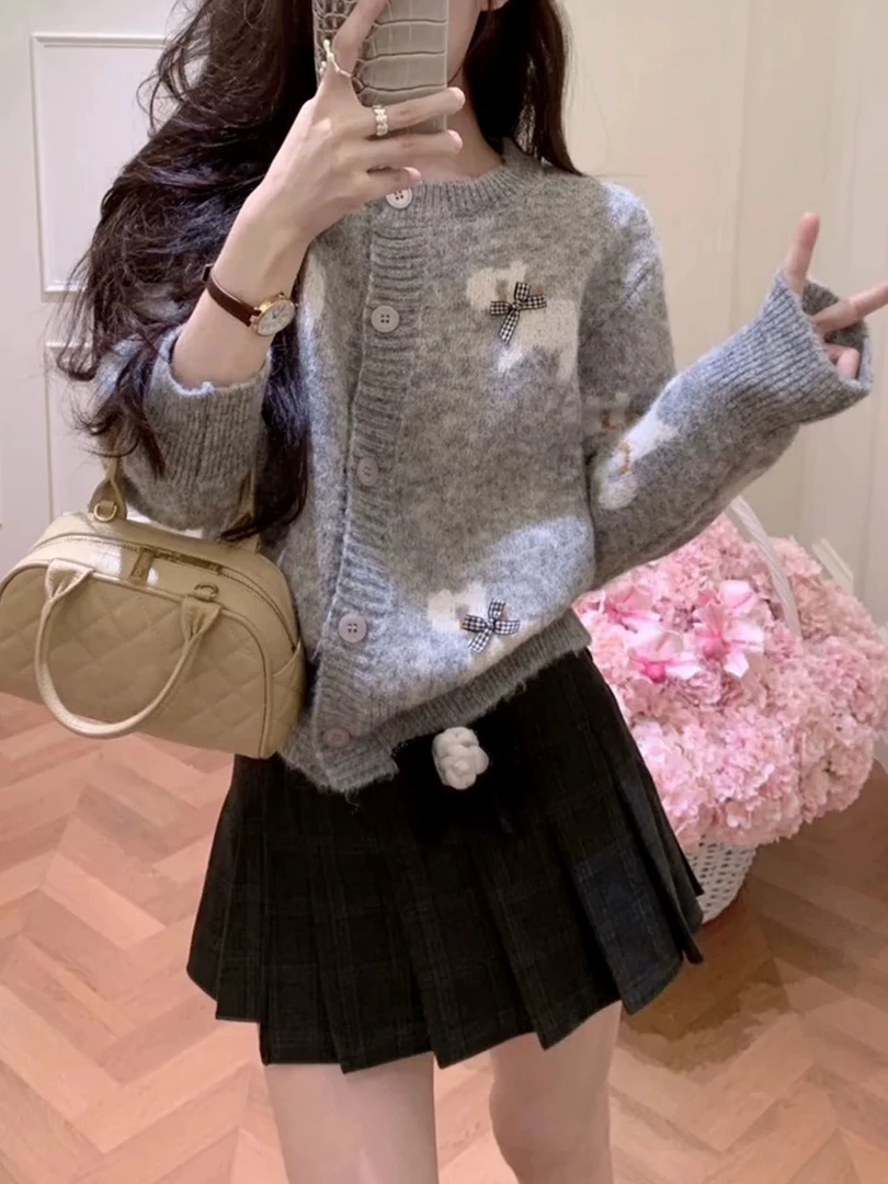 韩系2025新款品质女装秋冬毛衣开衫外套慵懒风软糯百搭