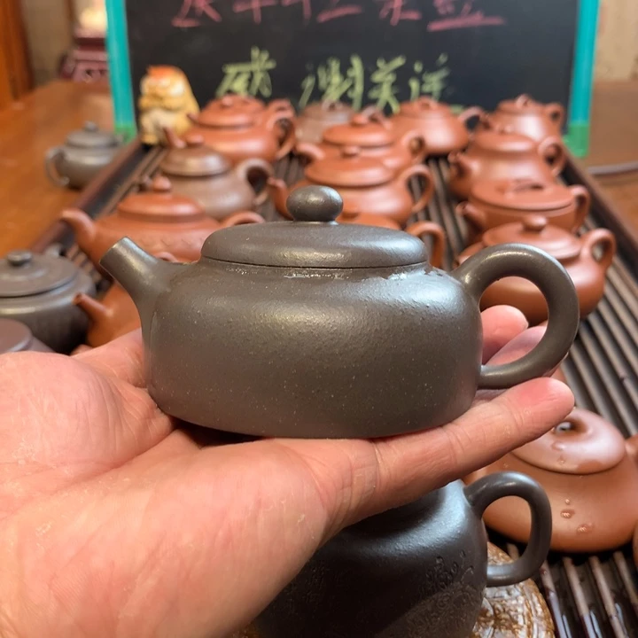 紫砂茶壶原矿紫砂天青桑扁160cc