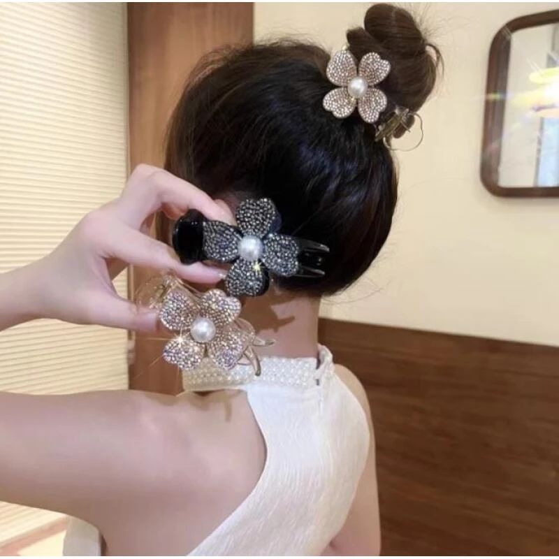 诗泊雅 气质花朵发抓仿珍珠时尚边夹刘海夹