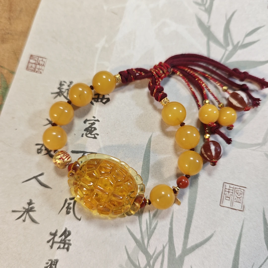 【鸿汐】ZM257506蜜蜡焦皮手绳diy富甲天下&南红&瓜珠5-9-11+ 8J