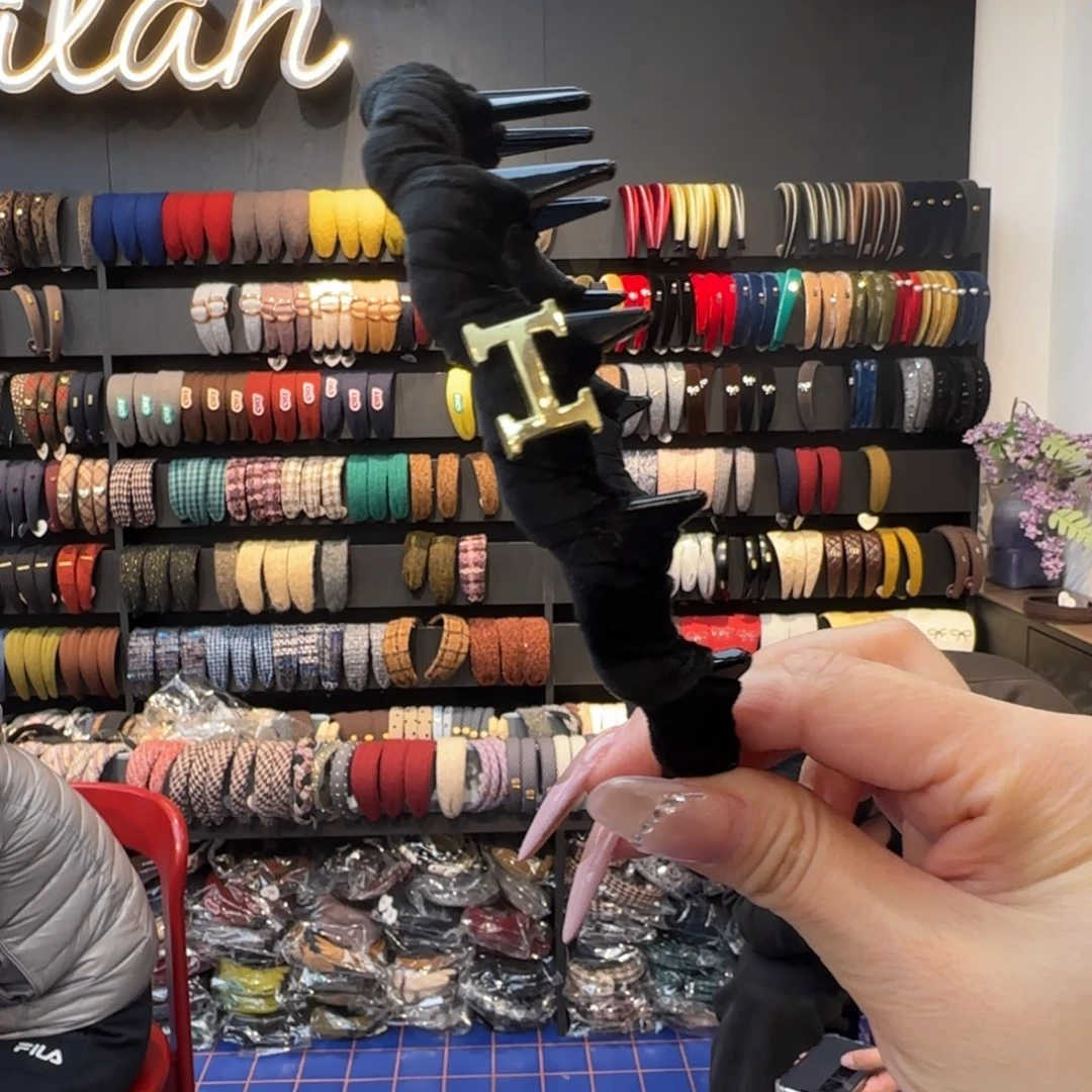 @***迷皮质铁合金h发箍黑色丝绒