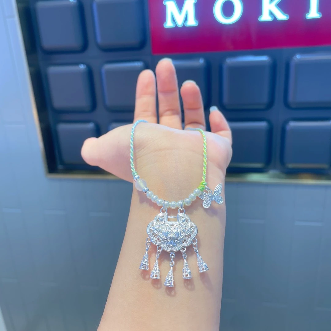 足银璎珞锁国风吊坠