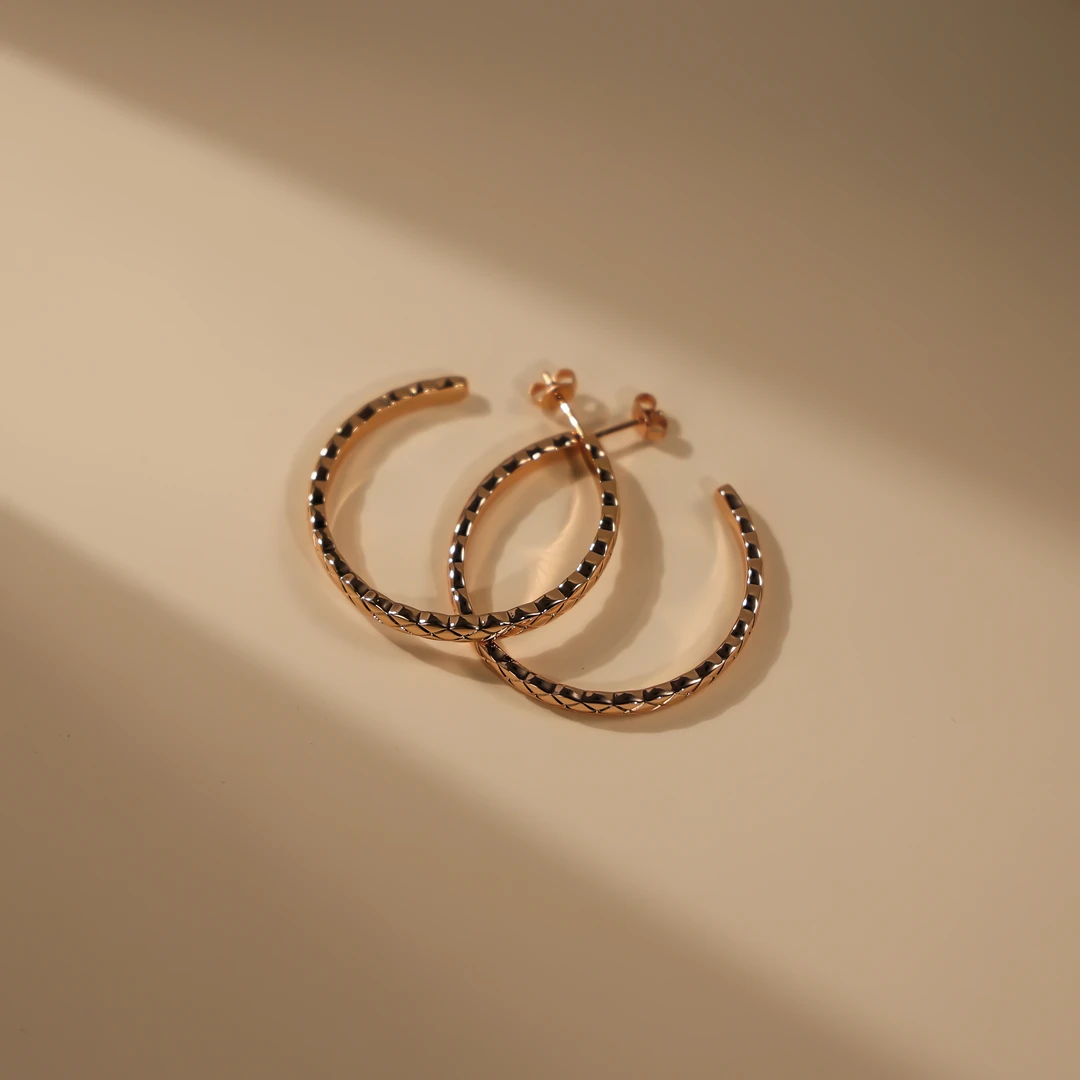 铜合金耳饰 ONETOP菱格素圈耳环