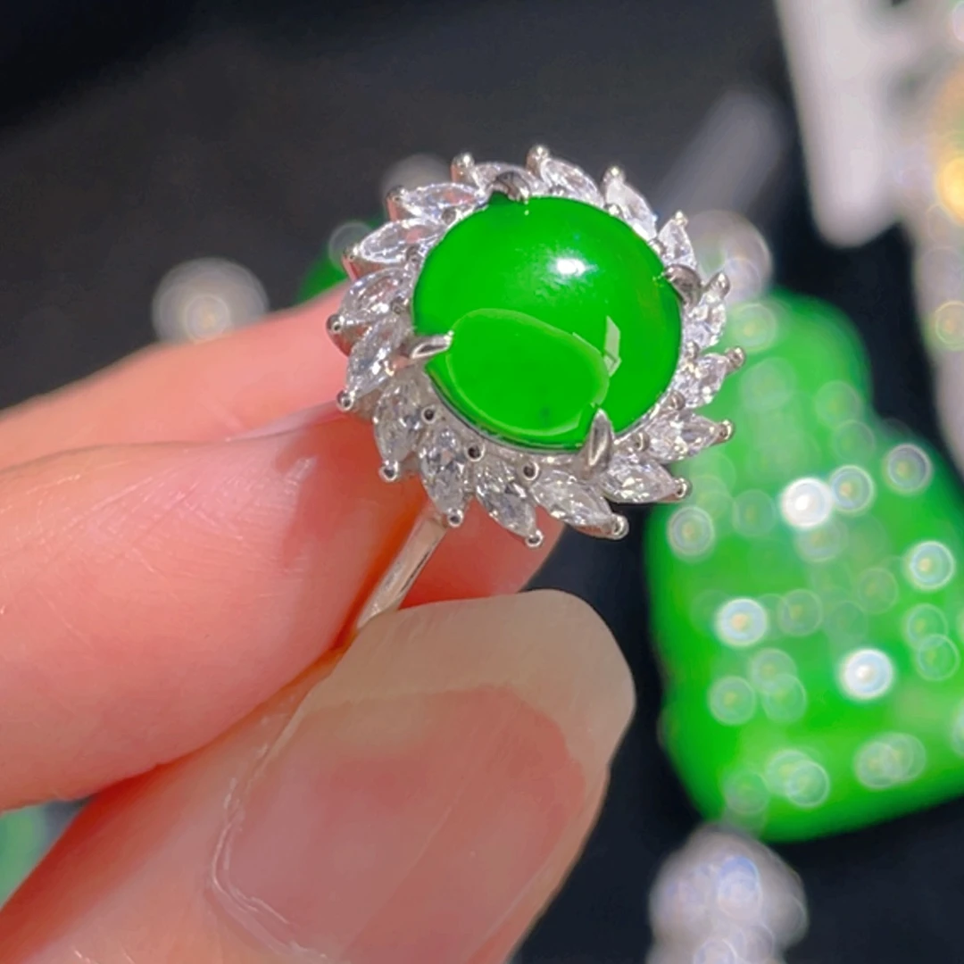 翡翠戒指银S925镶嵌1111111111111