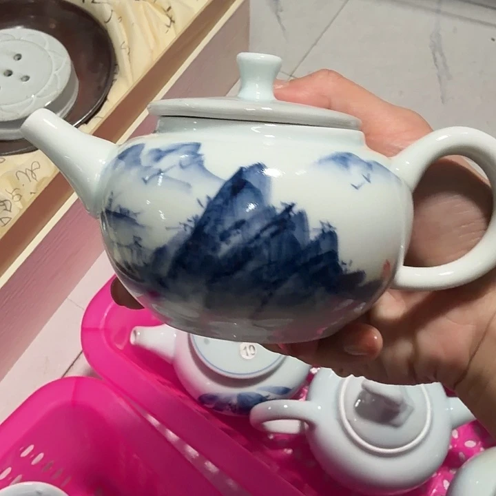 孤品老物件影青系列泡茶壶山水