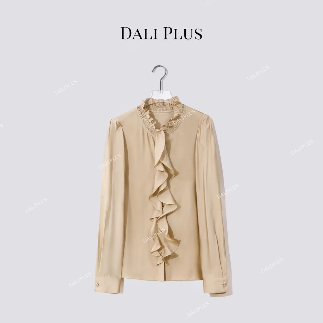 DALI PLUS“金色荷叶边衬衫”打揽木耳花边衬衫长袖衬衫-D5SS7264
