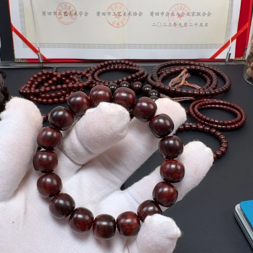 小叶紫檀手串/手链1.2/1.3cm无胶无蜡