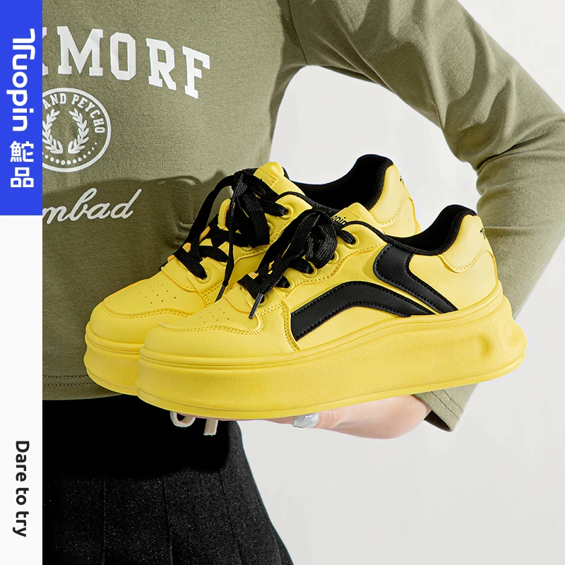 鮀品厚底增高2025秋新品ins潮流低帮运动鞋百搭休闲板鞋鞋子