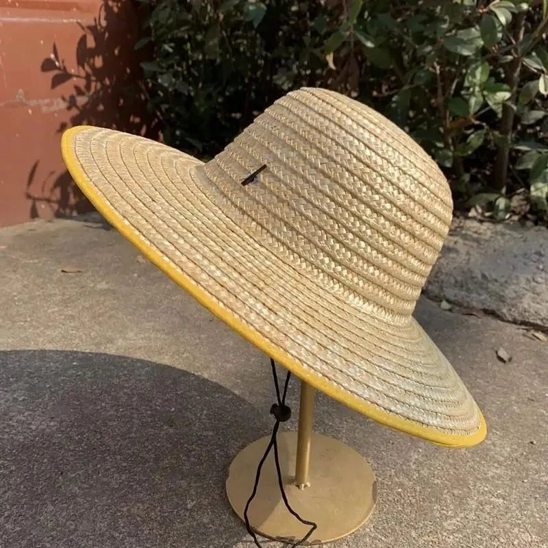 草帽男士大号手工包边麦秆草编农民中年遮阳劳保夏大沿帽干活钓鱼