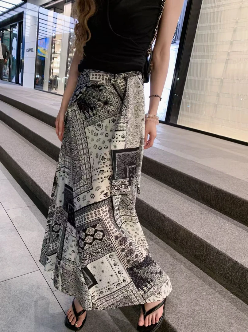 YANCC【捕梦风铃】民族风印花绑带半身裙