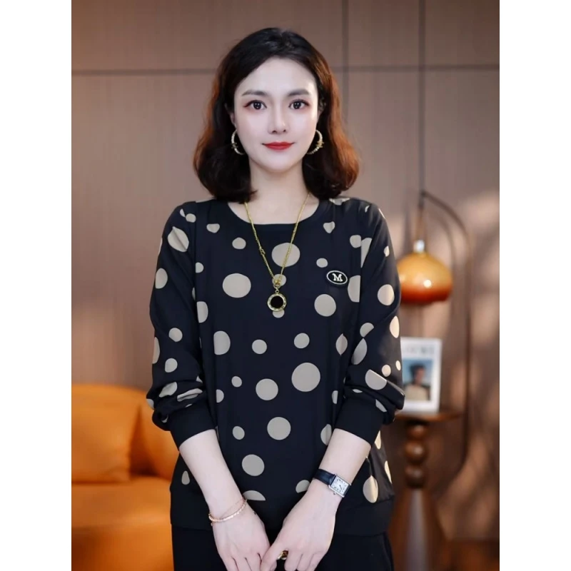珠圆玉润-秋季新款高贵轻奢休闲洋气高级女士百搭时尚T恤上衣显瘦