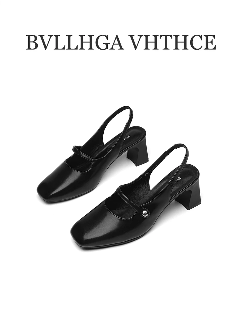 BVLLHGA VHTHCE 法式玛丽珍夏季新款胎牛时尚百搭高跟女鞋 003