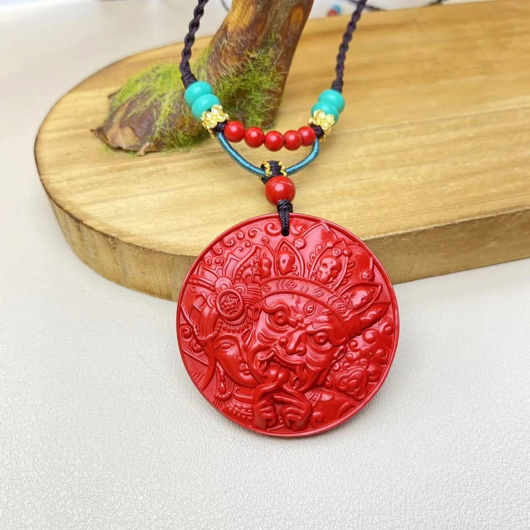 含辰砂工艺品高含量朱砂红砂设计款扎基拉姆吊坠保真朱砂挂件