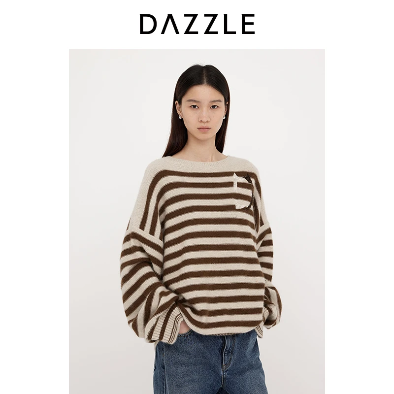 DAZZLE地素 2024冬季新款针织提花套衫2J1E459