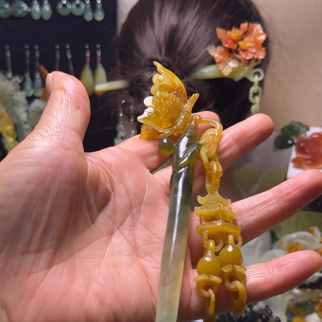 【闪购商品】合金蛇纹石玉发饰未*