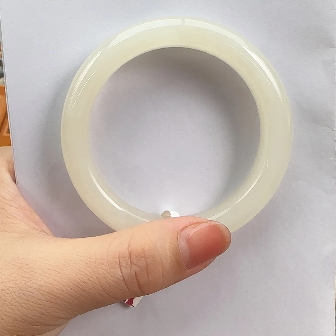 和田玉未镶嵌手镯白冰粉53/54