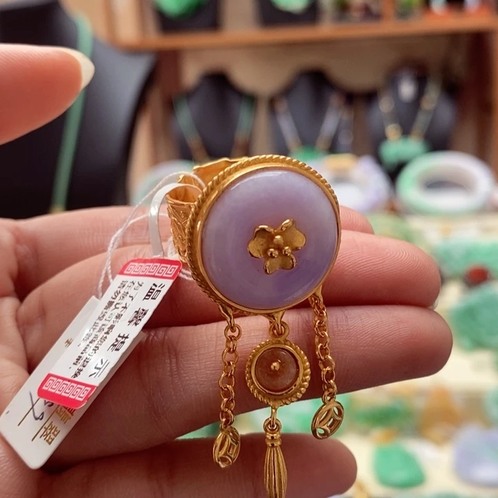 翡翠戒指银S925镶嵌翡翠戒指