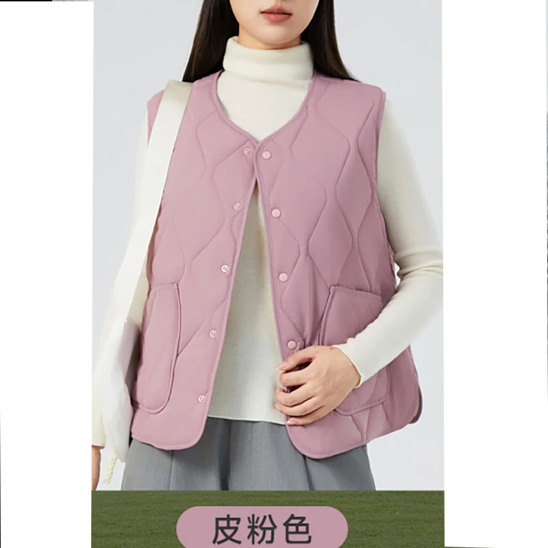 D9902保暖马夹春秋冬季无袖通勤风短款圆领马甲