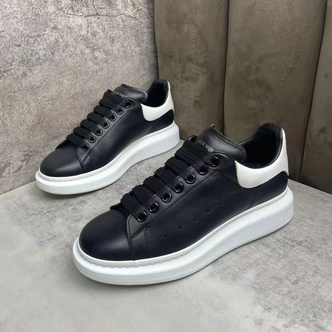 95新 Alexander McQueen/亚历山大·麦昆 黑色皮革松糕鞋/40.5码