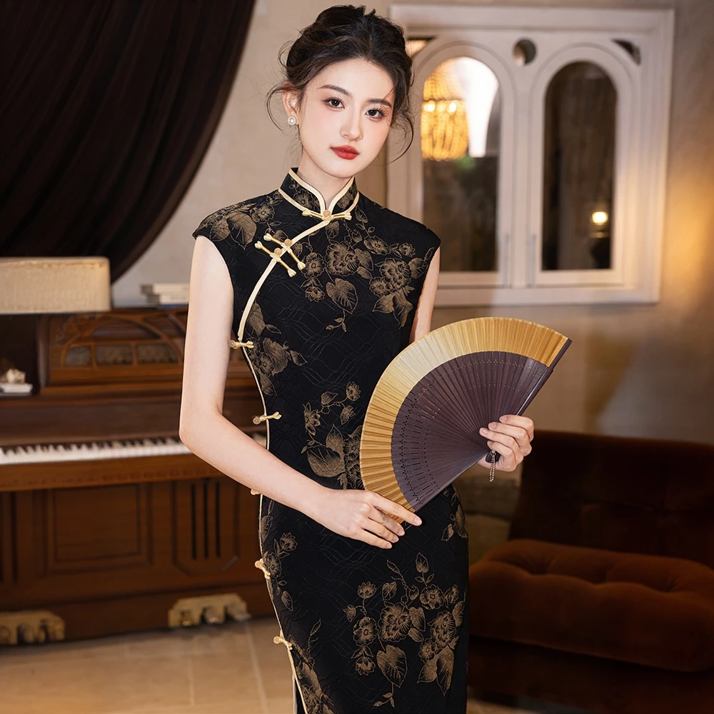 老上海旗袍2025新款高端大气上档次年轻款少女复古名媛长款连衣裙