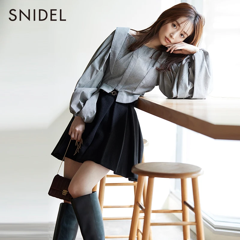 SNIDEL金属扣装饰百搭高腰休闲百褶短裙SWFS234227