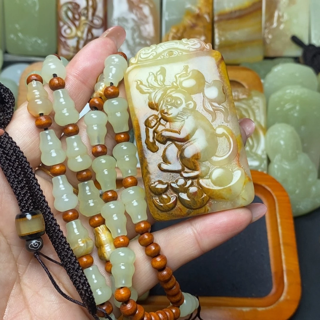 盆景石方解石生肖猴