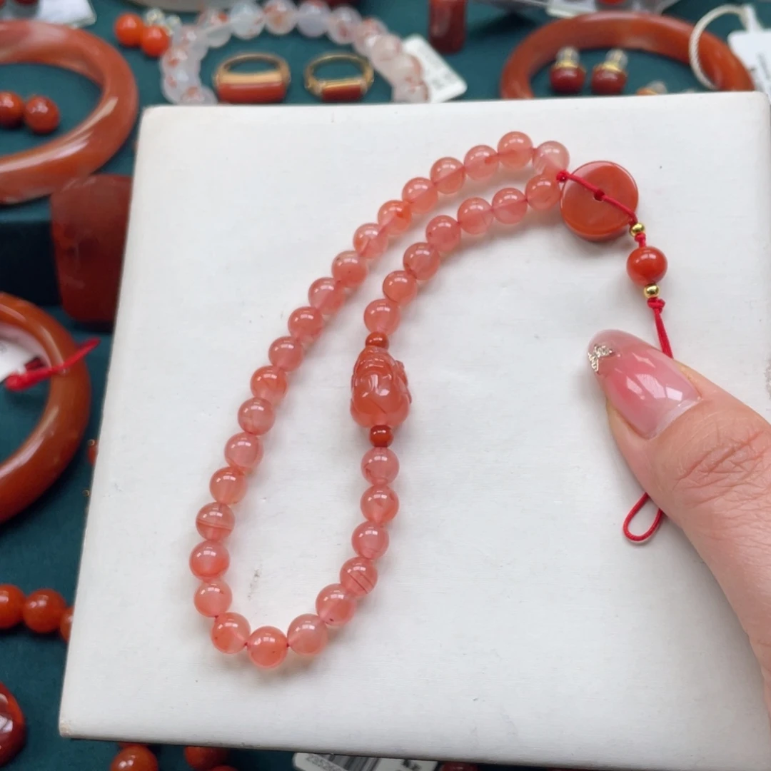南红玛瑙未镶嵌开播福利川料南红手工编织手机挂