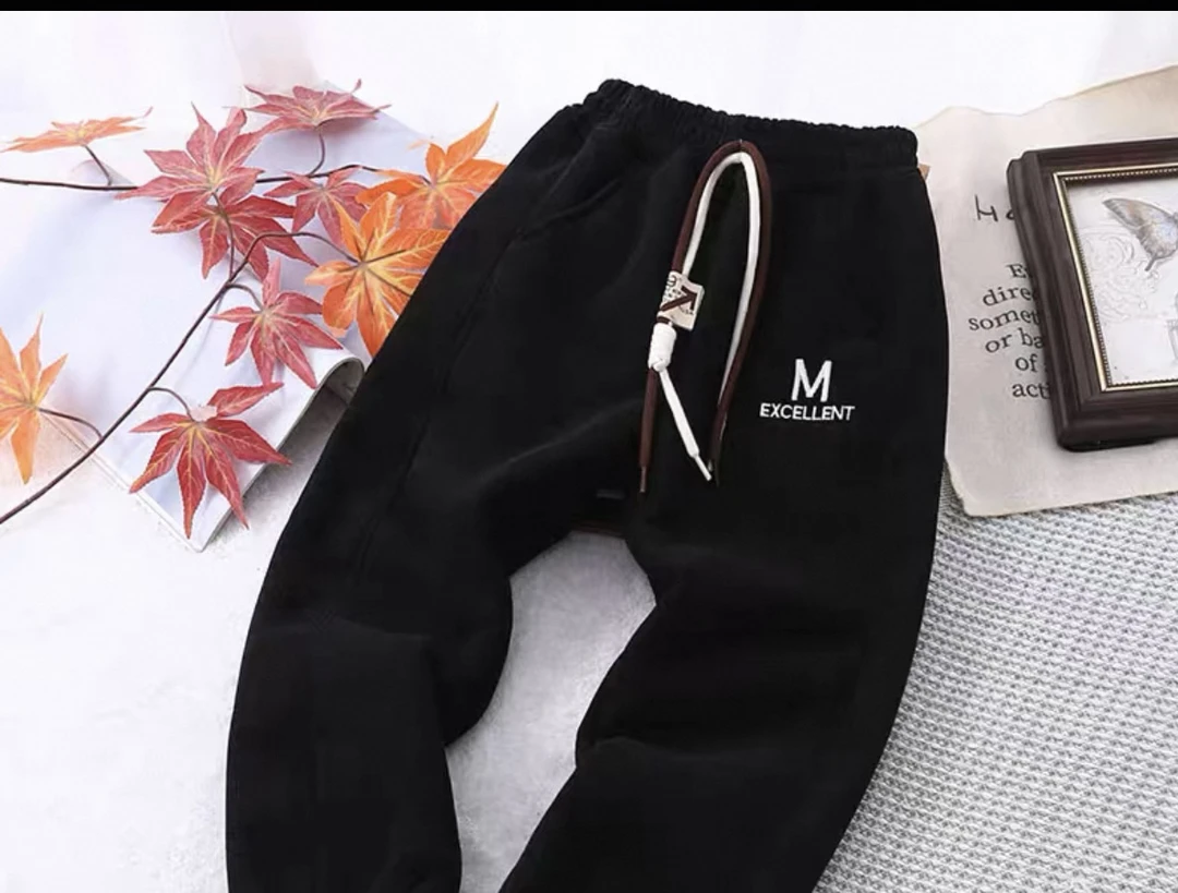 特m字母一体绒长裤洋气新中式休闲裤