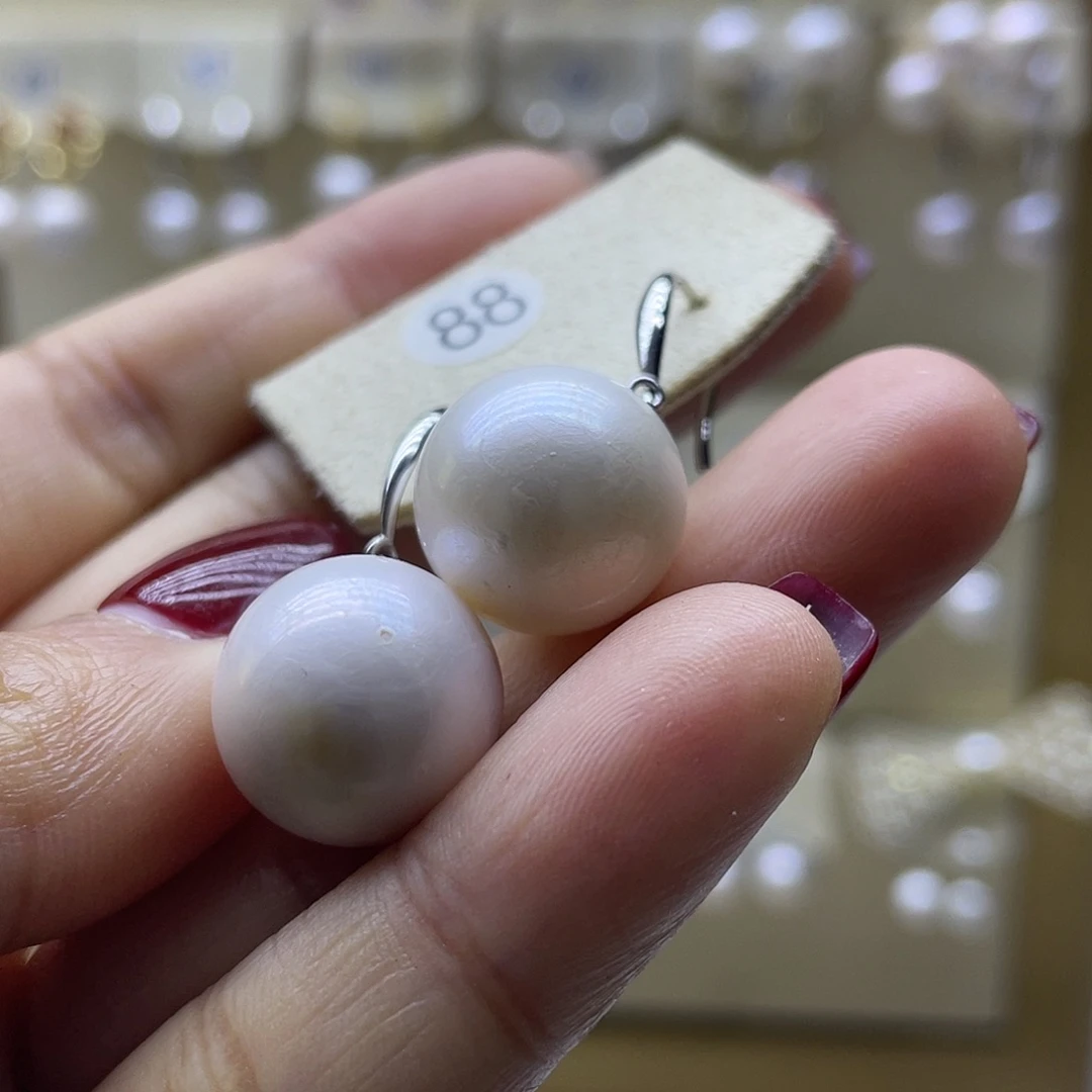 淡水珍珠耳饰银S925镶嵌