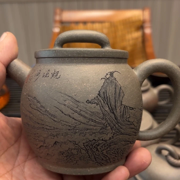 茶壶紫砂老青段300毫升古全手