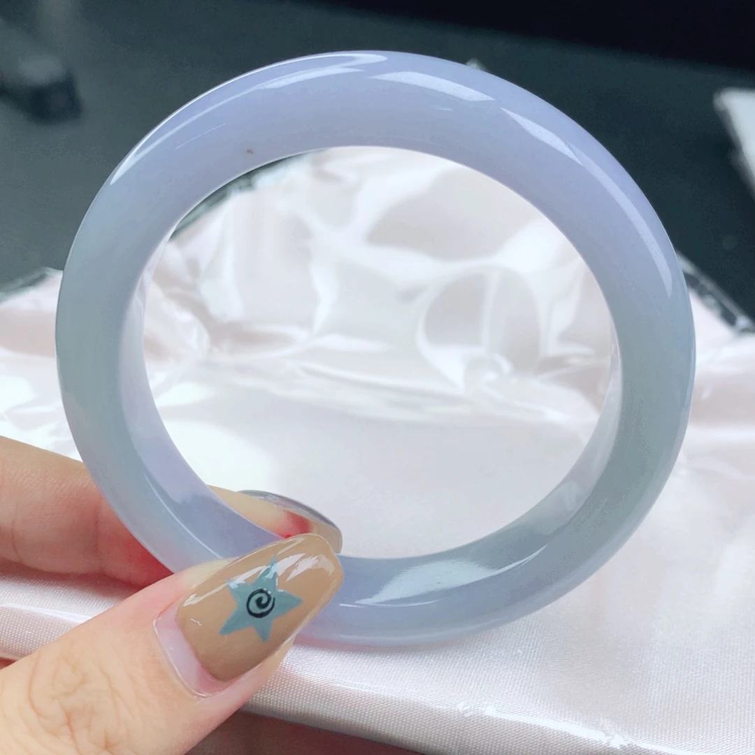 翡翠未镶嵌手镯（贵妃镯）缅甸55.8胶润紫罗兰正圈