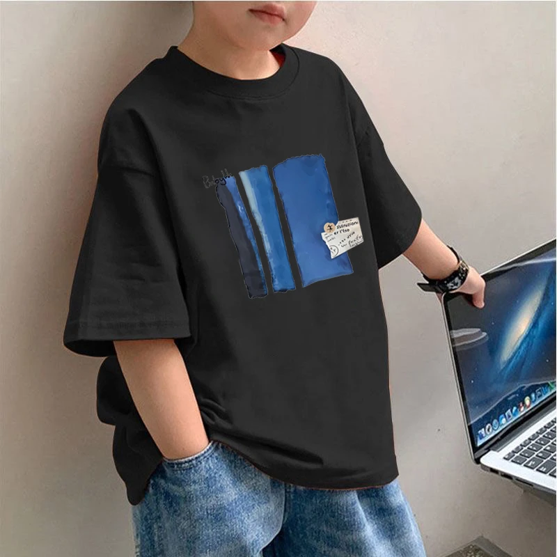 2025新款夏季男童t恤休闲风百搭吸汗短袖字母印花男宝宝T恤韩版