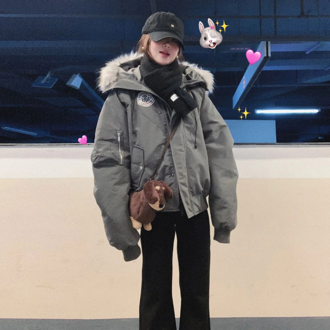 2025新款工装派克服女2025冬季加厚新款爆款美式复古大毛领