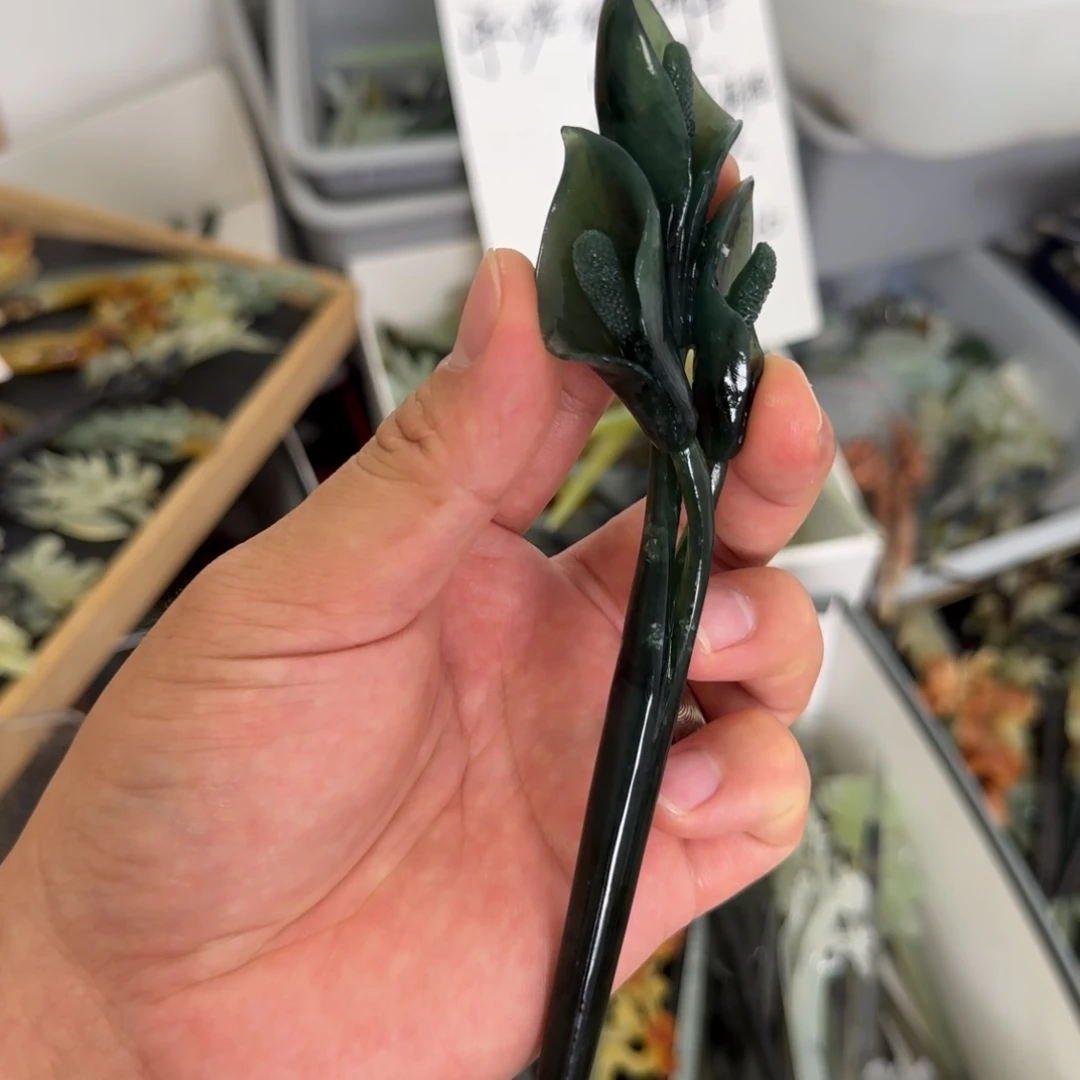 岫玉未镶嵌发饰明君玉簪就是好看