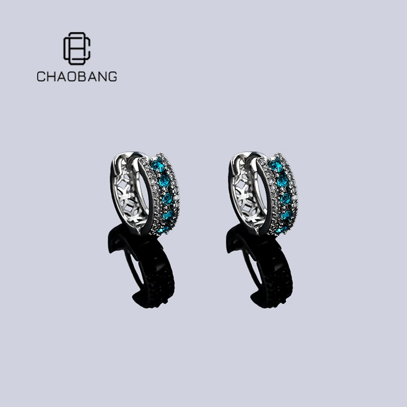 chaobang/潮邦 铜合金耳饰 镶钻雕花耳环轻奢耳饰小众高级感饰品