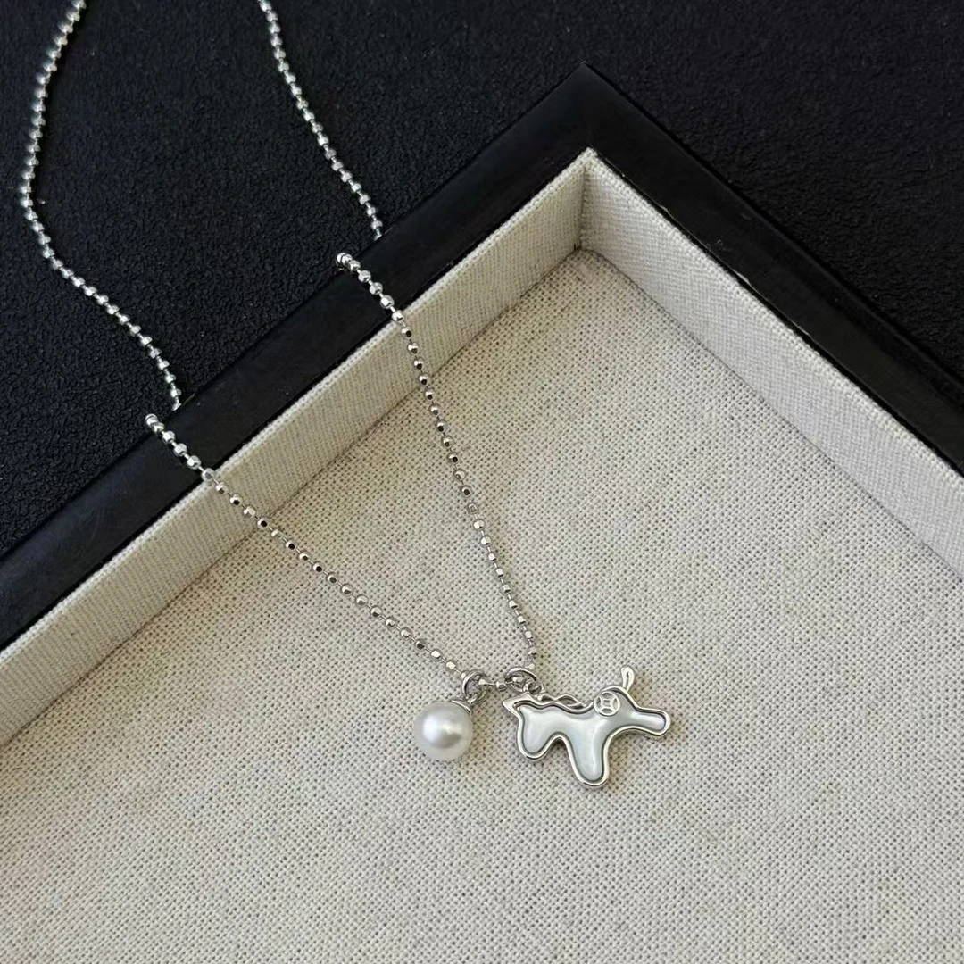 坠链均925银 b122梵邑【海贝小马银项链】马上有米毛衣链s925银2020