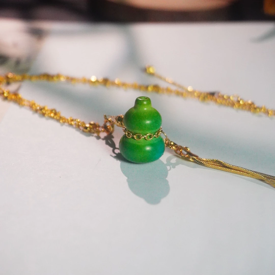 【珏生烟葫芦】百搭精致简约复古单圈可调节绿葫芦坠链