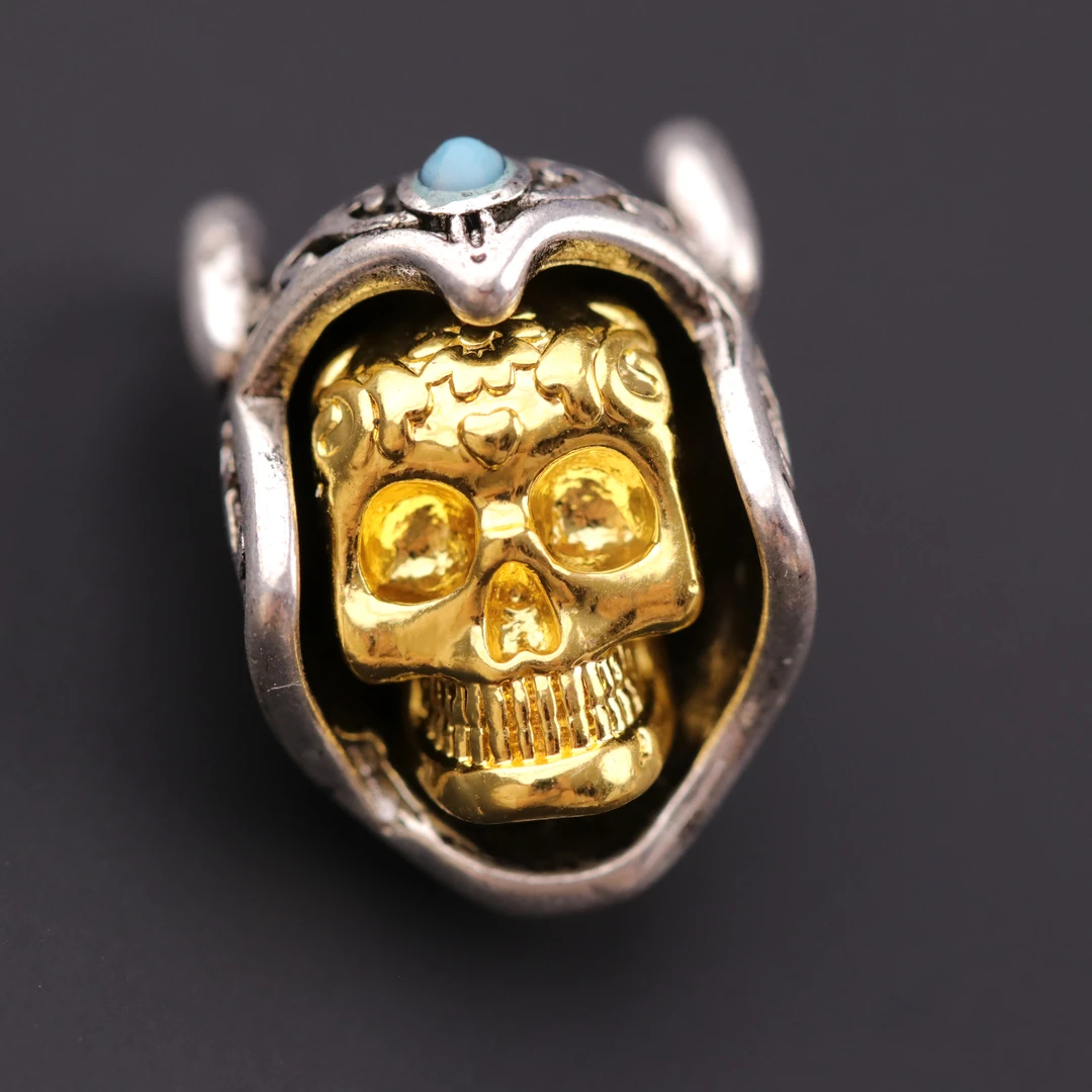 S6709 铜【骷髅战神】顶珠腰珠背云文玩配饰（按套售卖）