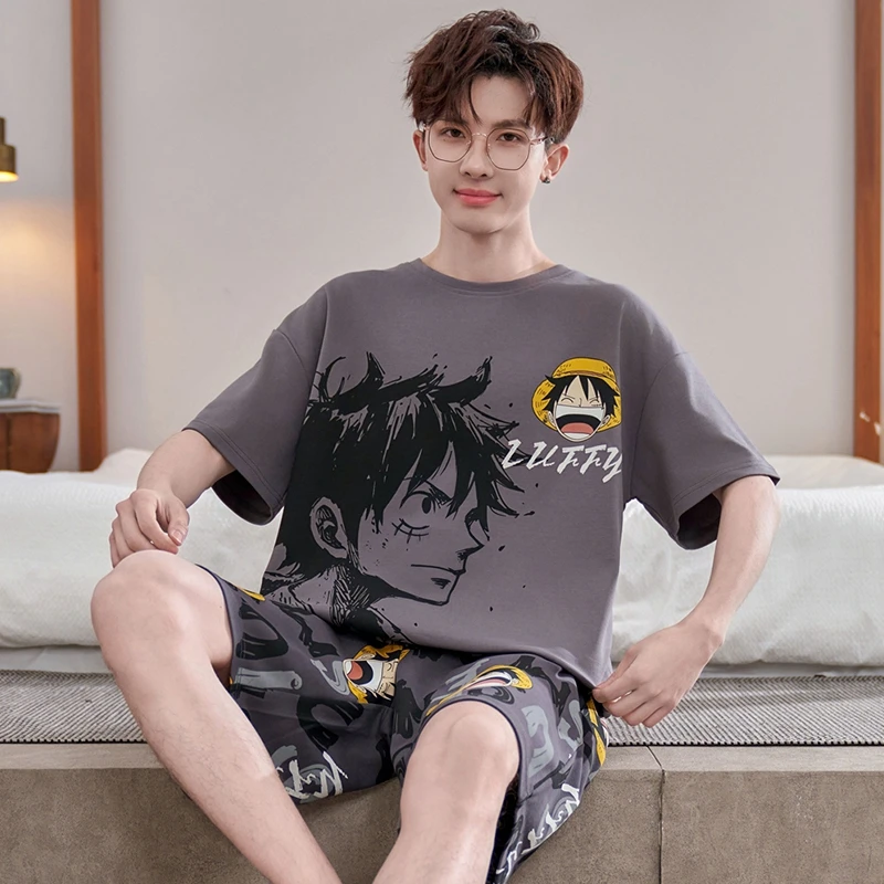 bejirog/北极绒睡衣男士2025新款纯棉薄款宽松帅气卡通青少年套装